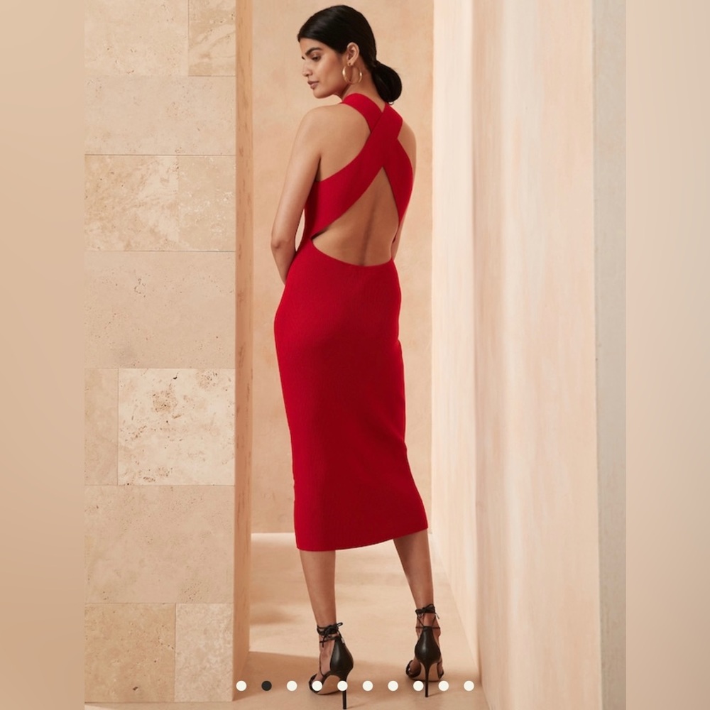 NWT Banana Republic Red Volta Halter Sweater Dress